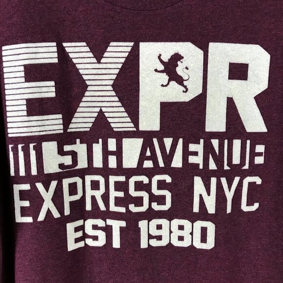 Men's EXPRESS Wine Heather Logo T-shirt Size Large - Picture 3 of 5